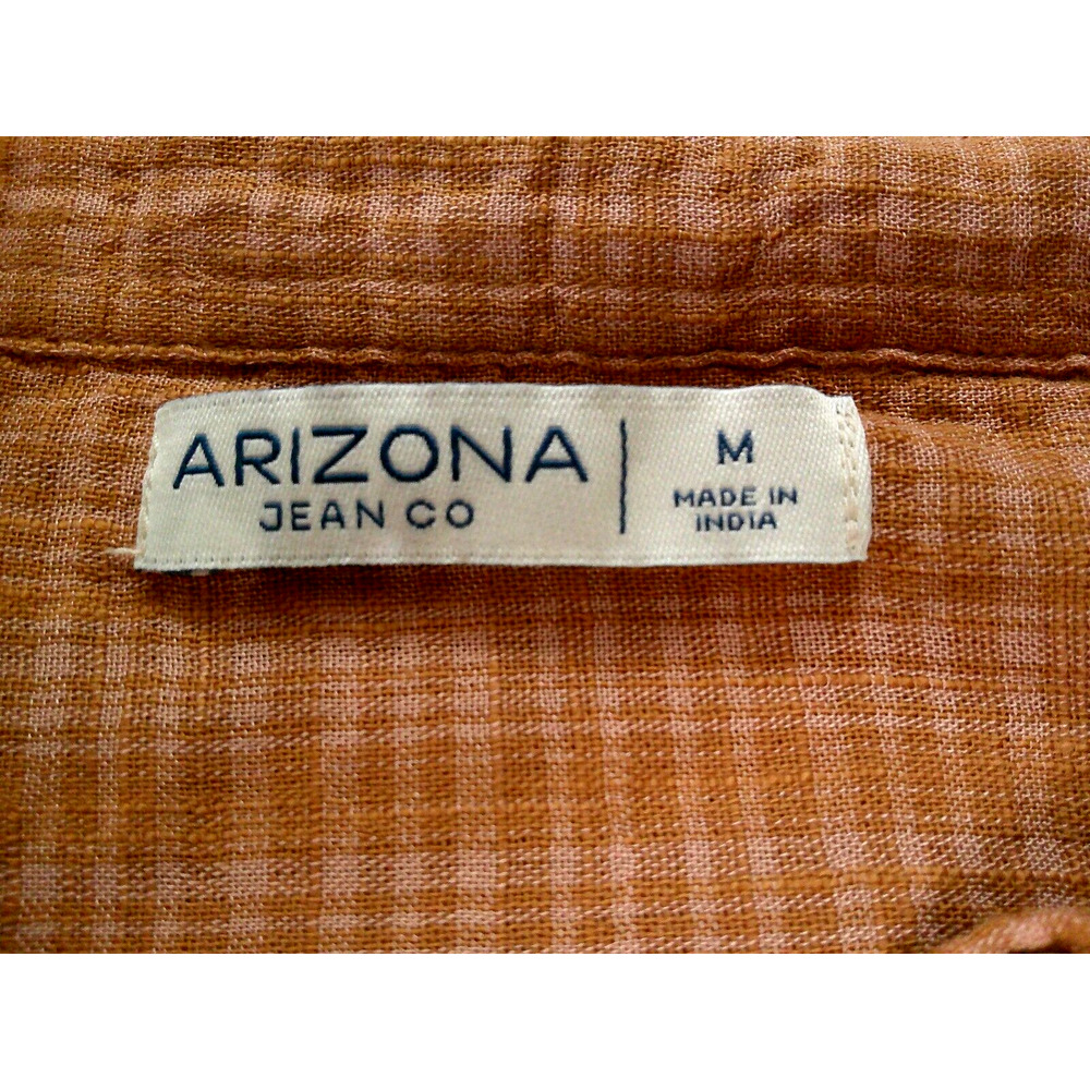 NWT Arizona Co Orange Plaid Button Up Long Sleeve Cropped Blouse-Medium RTL $36 - Picture 6 of 11